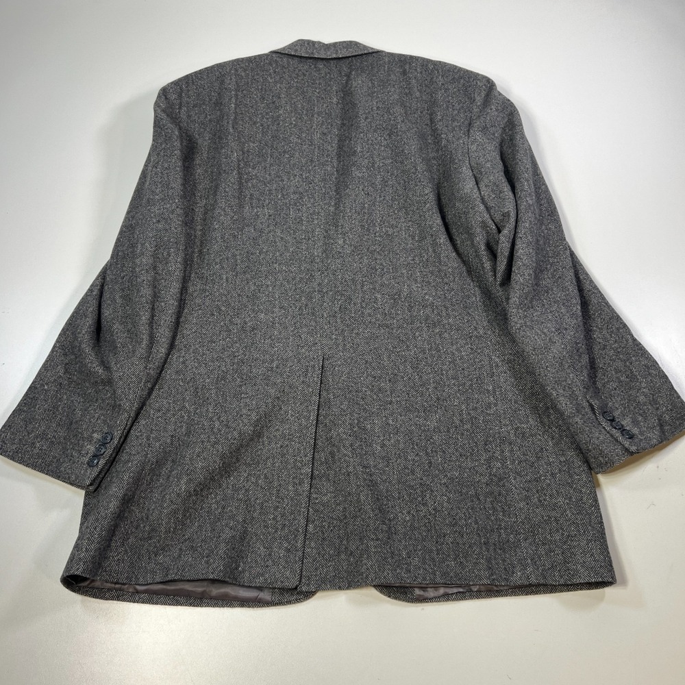 Chereskin Camel Hair Blazer Mens Long 44 Gray Herringbone Tweed Coat Jacket - Picture 4 of 12